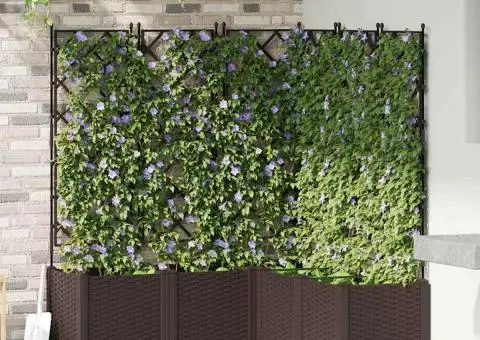 Jardiniere de grădină cu spalier, 5 buc., maro, 120x120x143 cm - 1/5