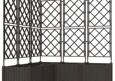 Jardiniere de grădină cu spalier, 5 buc., maro, 120x120x143 cm - 2/5