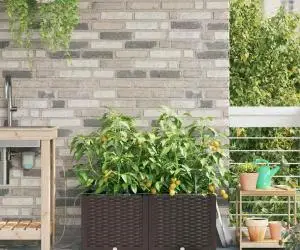 vidaXL Ghivece de Grădină 1 buc Maro 80 x 40 x 37.5 cm Plastic