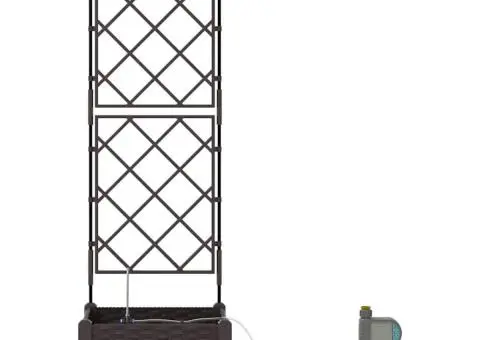 Ghivece de Grădină 1 buc Zăbrele Maro 40 x 40 x 126 cm Plastic - 5/5