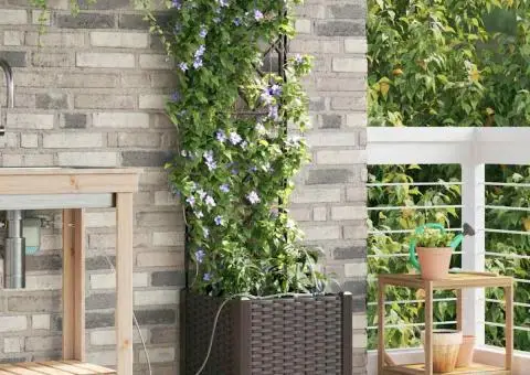 Ghivece de Grădină 1 buc Zăbrele Maro 40 x 40 x 142 cm Plastic - 1/5