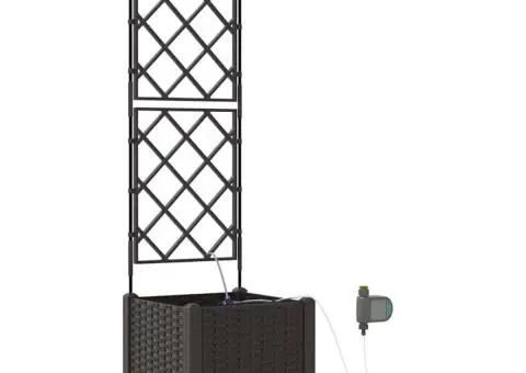 Ghivece de Grădină 1 buc Zăbrele Maro 40 x 40 x 142 cm Plastic - 2/5