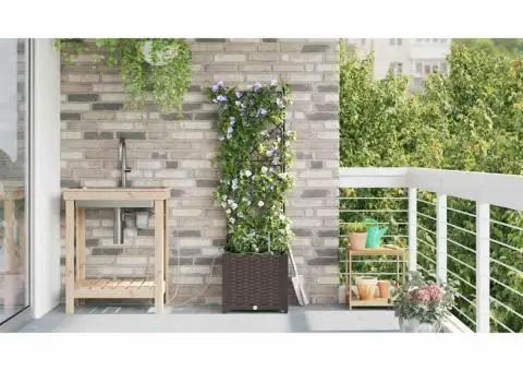 Ghivece de Grădină 1 buc Zăbrele Maro 40 x 40 x 142 cm Plastic - 4/5