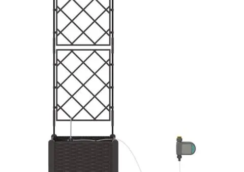 Ghivece de Grădină 1 buc Zăbrele Maro 40 x 40 x 142 cm Plastic - 5/5