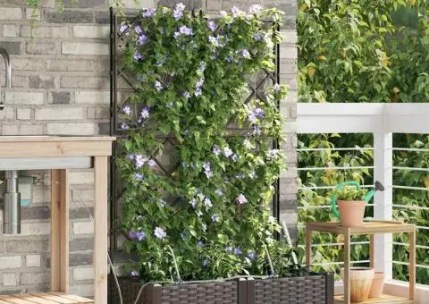 Ghivece de Grădină 1 buc Zăbrele Maro 80 x 40 x 126 cm Plastic - 1/5