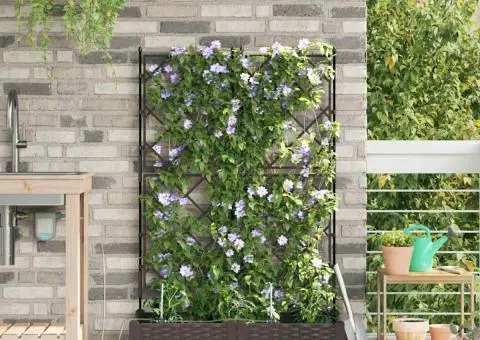 Ghivece de Grădină 1 buc Zăbrele Maro 80 x 40 x 126 cm Plastic - 3/5