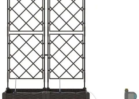 Ghivece de Grădină 1 buc Zăbrele Maro 80 x 40 x 126 cm Plastic - 5/5