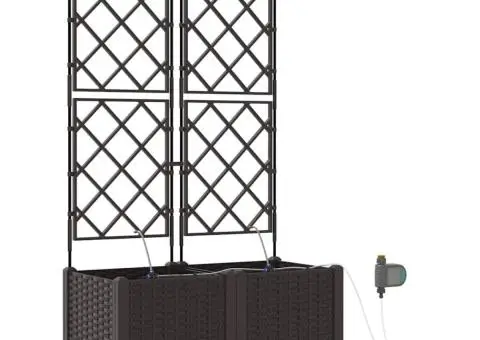 Ghivece de Grădină 1 buc Zăbrele Maro 80 x 40 x 142 cm Plastic - 2/5