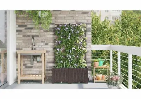 Ghivece de Grădină 1 buc Zăbrele Maro 80 x 40 x 142 cm Plastic - 4/5