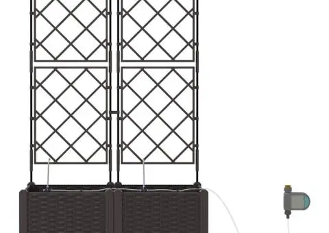 Ghivece de Grădină 1 buc Zăbrele Maro 80 x 40 x 142 cm Plastic - 5/5