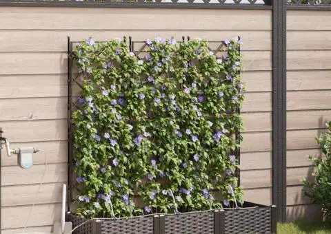 Ghivece de Grădină 1 buc Zăbrele Maro 120 x 40 x 126 cm Plastic - 3/5