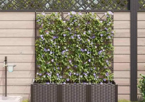 Ghivece de Grădină 1 buc Zăbrele Maro 120 x 40 x 142 cm Plastic - 1/5