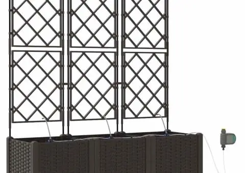 Ghivece de Grădină 1 buc Zăbrele Maro 120 x 40 x 142 cm Plastic - 2/5