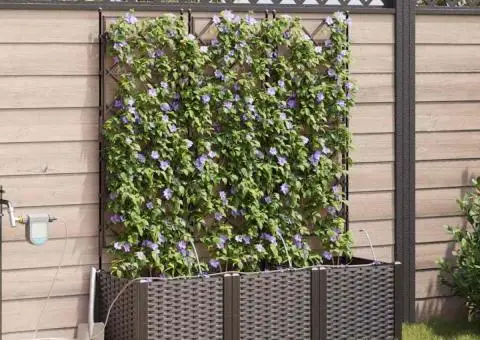 Ghivece de Grădină 1 buc Zăbrele Maro 120 x 40 x 142 cm Plastic - 3/5