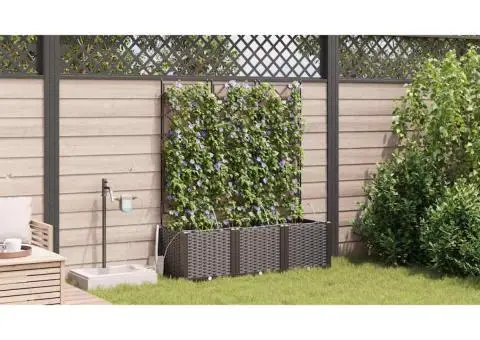 Ghivece de Grădină 1 buc Zăbrele Maro 120 x 40 x 142 cm Plastic - 4/5