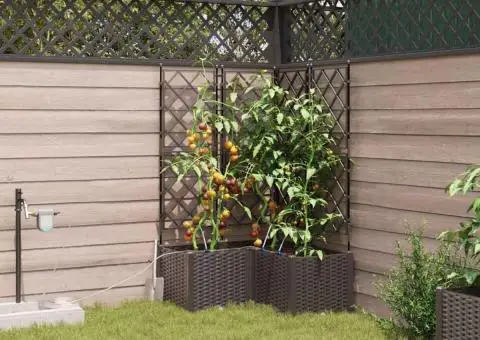 Ghivece de Grădină 1 buc Zăbrele Maro 80 x 80 x 142 cm Plastic - 1/5