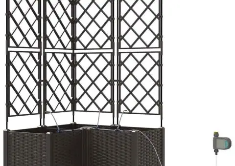 Ghivece de Grădină 1 buc Zăbrele Maro 80 x 80 x 142 cm Plastic - 2/5