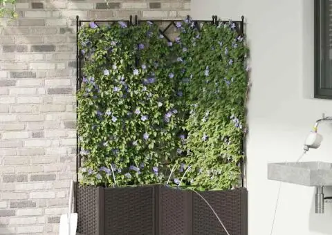 Ghivece de Grădină 1 buc Zăbrele Maro 80 x 80 x 142 cm Plastic - 3/5