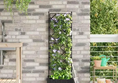 Jardinieră de grădină cu spalier, negru, 40x40x125.5 cm - 1/5