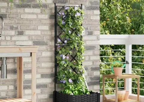 Jardinieră de grădină cu spalier, negru, 40x40x125.5 cm - 3/5