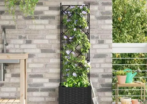 Jardinieră de grădină cu spalier, negru, 40x40x143 cm - 1/5