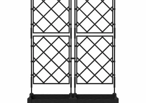 Jardiniere de grădină cu spalier, 2 buc., negru, 80x80x125.5 cm - 5/5