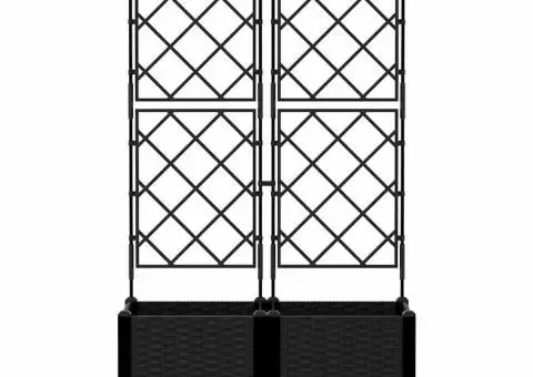 Jardiniere de grădină cu spalier, 2 buc., negru, 80x80x143 cm - 5/5