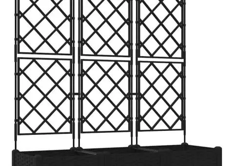 Jardiniere de grădină cu spalier, 3 buc., negru 120x40x125,5 cm - 2/5