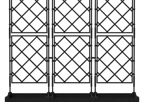 Jardiniere de grădină cu spalier, 3 buc., negru 120x40x125,5 cm - 5/5