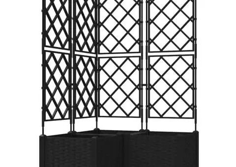 Jardiniere de grădină cu spalier, 3 buc., negru, 80x80x143 cm - 2/5