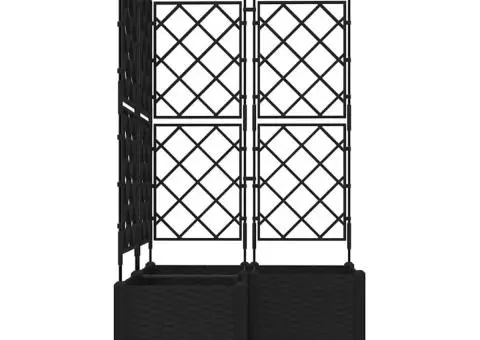 Jardiniere de grădină cu spalier, 3 buc., negru, 80x80x143 cm - 5/5