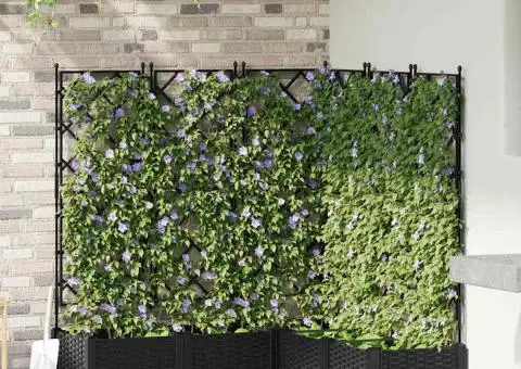 Jardiniere de grădină cu spalier, 5 buc. negru 120x120x125,5 cm - 1/5