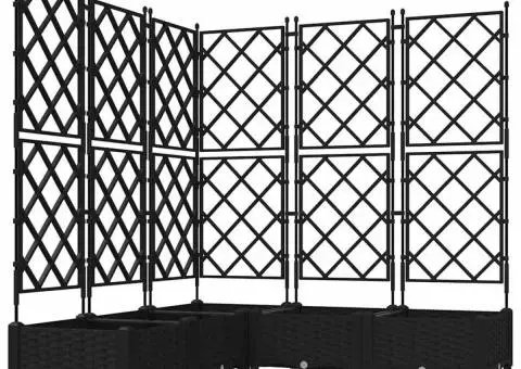 Jardiniere de grădină cu spalier, 5 buc. negru 120x120x125,5 cm - 2/5