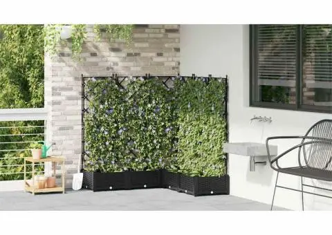 Jardiniere de grădină cu spalier, 5 buc. negru 120x120x125,5 cm - 4/5