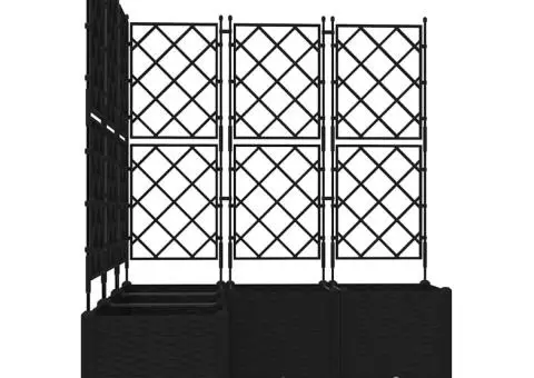 Jardiniere de grădină cu spalier, 5 buc., negru, 120x120x143 cm - 5/5