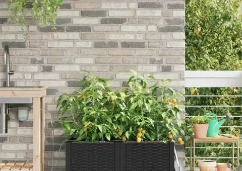 Ghivece de Grădină 1 buc Negru 80 x 40 x 37.5 cm Plastic - 1/5