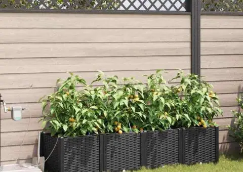 Ghivece de Grădină 1 buc Negru 160 x 40 x 37.5 cm Plastic - 1/5