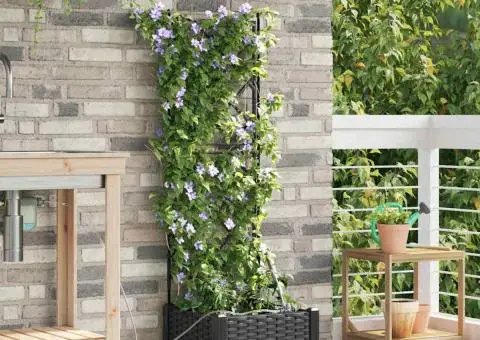 Ghivece de Grădină 1 buc Zăbrele Negru 40 x 40 x 126 cm Plastic - 1/5