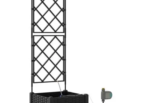 Ghivece de Grădină 1 buc Zăbrele Negru 40 x 40 x 126 cm Plastic - 2/5