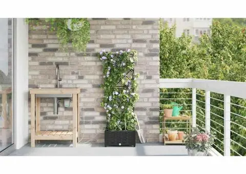 Ghivece de Grădină 1 buc Zăbrele Negru 40 x 40 x 126 cm Plastic - 4/5