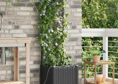 Ghivece de Grădină 1 buc Zăbrele Negru 40 x 40 x 142 cm Plastic - 1/5