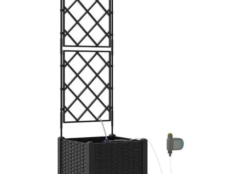 Ghivece de Grădină 1 buc Zăbrele Negru 40 x 40 x 142 cm Plastic - 2/5