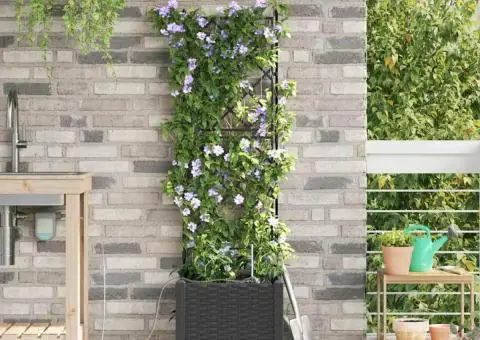 Ghivece de Grădină 1 buc Zăbrele Negru 40 x 40 x 142 cm Plastic - 3/5