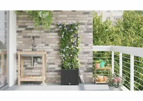 Ghivece de Grădină 1 buc Zăbrele Negru 40 x 40 x 142 cm Plastic - 4/5