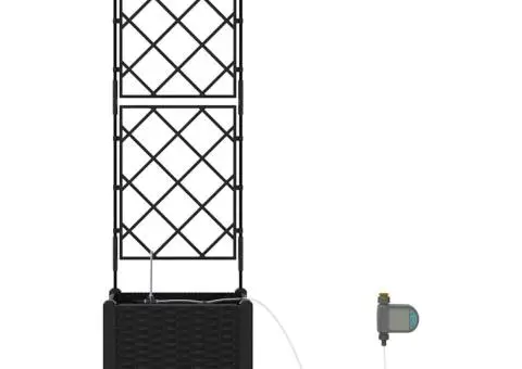 Ghivece de Grădină 1 buc Zăbrele Negru 40 x 40 x 142 cm Plastic - 5/5