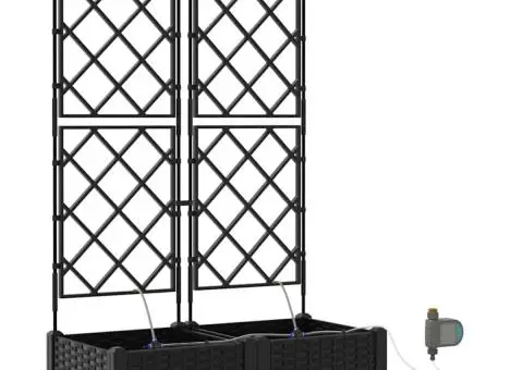 Ghivece de Grădină 1 buc Zăbrele Negru 80 x 40 x 126 cm Plastic - 2/5