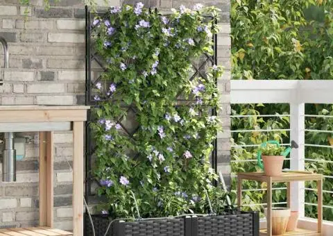 Ghivece de Grădină 1 buc Zăbrele Negru 80 x 40 x 126 cm Plastic - 3/5