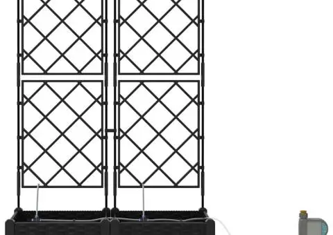 Ghivece de Grădină 1 buc Zăbrele Negru 80 x 40 x 126 cm Plastic - 4/5