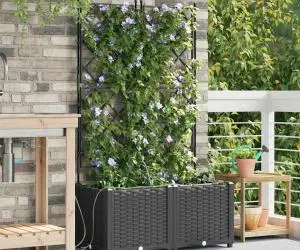Ghivece de Grădină 1 buc Zăbrele Negru 80 x 40 x 142 cm Plastic