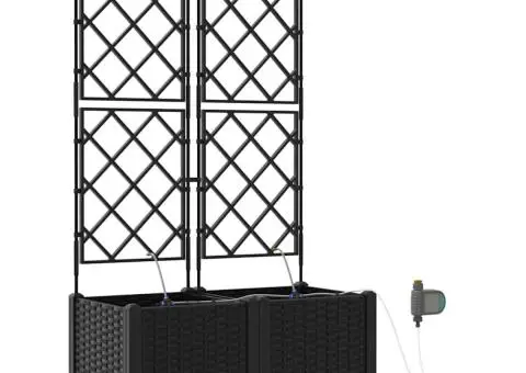 Ghivece de Grădină 1 buc Zăbrele Negru 80 x 40 x 142 cm Plastic - 2/5